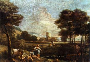 硃塞珮 蔡斯 Landscape with Shepherds and Fishermen